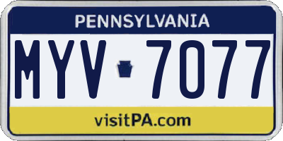 PA license plate MYV7077