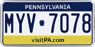 PA license plate MYV7078
