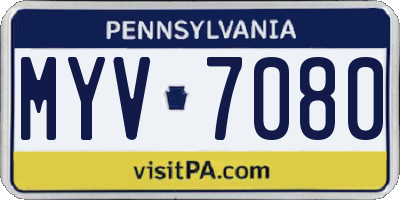 PA license plate MYV7080