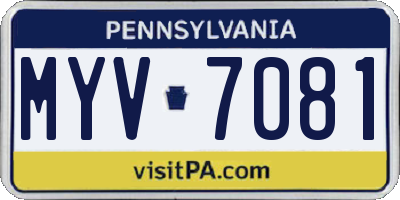 PA license plate MYV7081