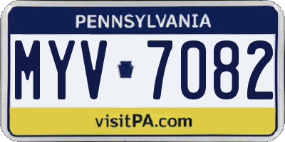 PA license plate MYV7082