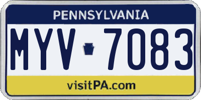 PA license plate MYV7083