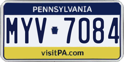 PA license plate MYV7084