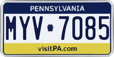 PA license plate MYV7085