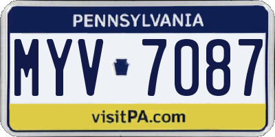 PA license plate MYV7087