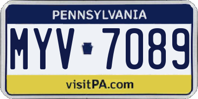 PA license plate MYV7089