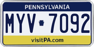 PA license plate MYV7092