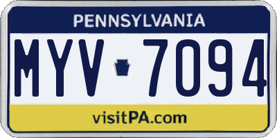 PA license plate MYV7094