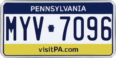 PA license plate MYV7096