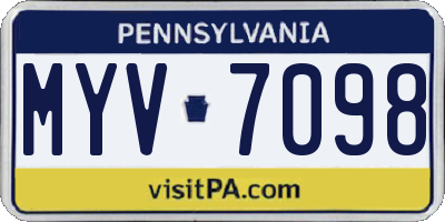 PA license plate MYV7098