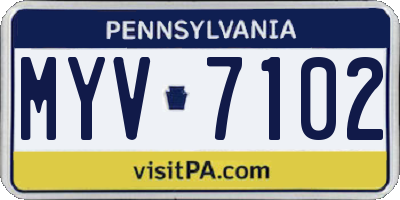 PA license plate MYV7102