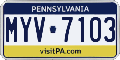 PA license plate MYV7103