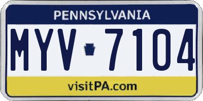 PA license plate MYV7104