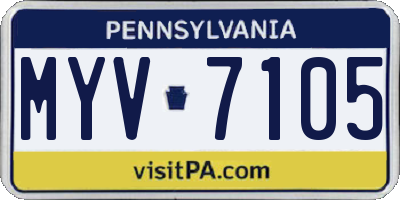 PA license plate MYV7105