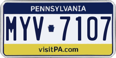 PA license plate MYV7107