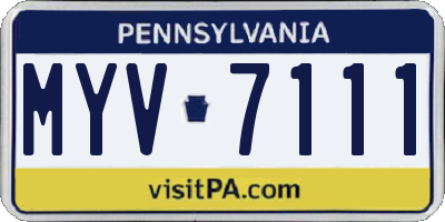 PA license plate MYV7111