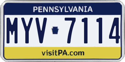 PA license plate MYV7114