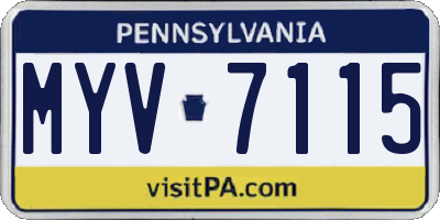 PA license plate MYV7115