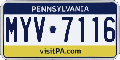 PA license plate MYV7116