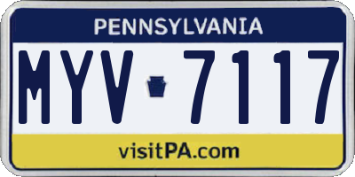 PA license plate MYV7117