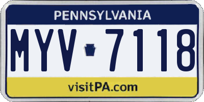 PA license plate MYV7118