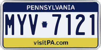 PA license plate MYV7121