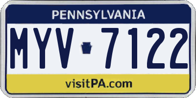 PA license plate MYV7122