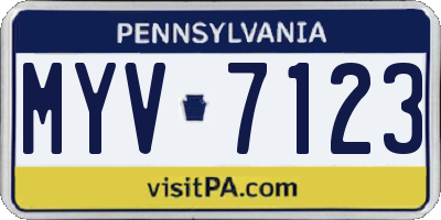 PA license plate MYV7123