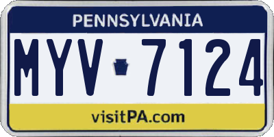 PA license plate MYV7124