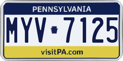 PA license plate MYV7125