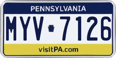 PA license plate MYV7126