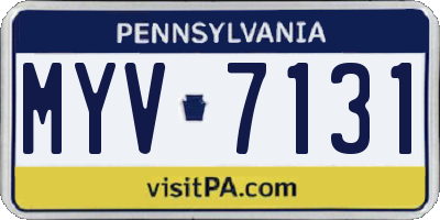PA license plate MYV7131