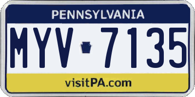 PA license plate MYV7135