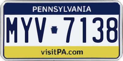 PA license plate MYV7138