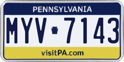 PA license plate MYV7143