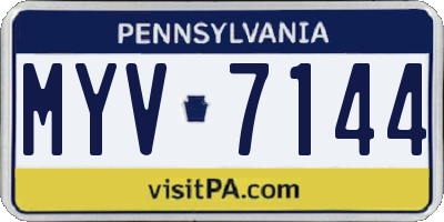 PA license plate MYV7144
