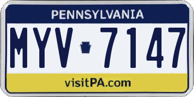 PA license plate MYV7147