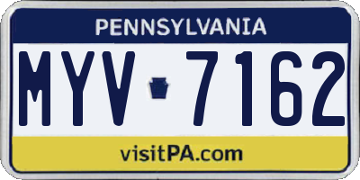 PA license plate MYV7162