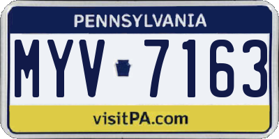 PA license plate MYV7163