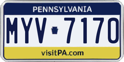 PA license plate MYV7170