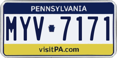 PA license plate MYV7171