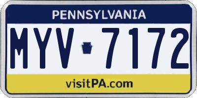 PA license plate MYV7172