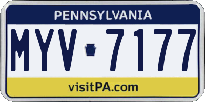 PA license plate MYV7177