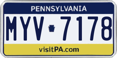 PA license plate MYV7178