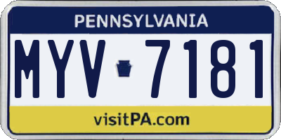 PA license plate MYV7181