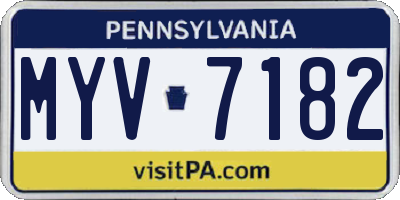PA license plate MYV7182