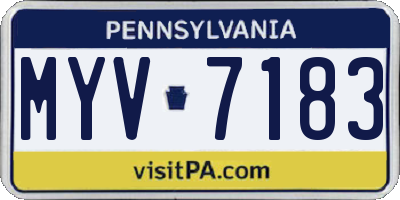 PA license plate MYV7183