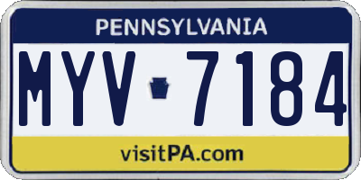 PA license plate MYV7184