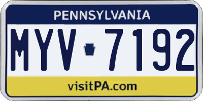 PA license plate MYV7192