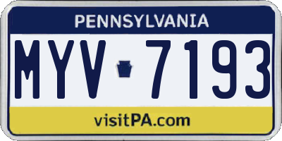PA license plate MYV7193